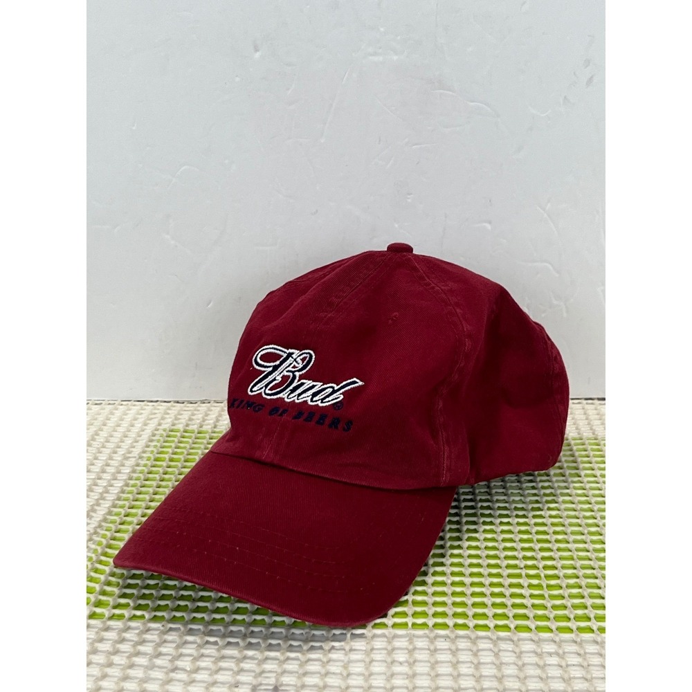 Budweiser King of Beers Hat Maroon Red Cotton Adjustable Strapback Dad Cap Logo